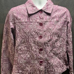 Vintage Women's Paisley Jean Jacket in Purple